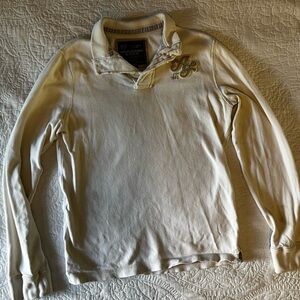 Abercrombie & Fitch Cream Long Sleeve Polo